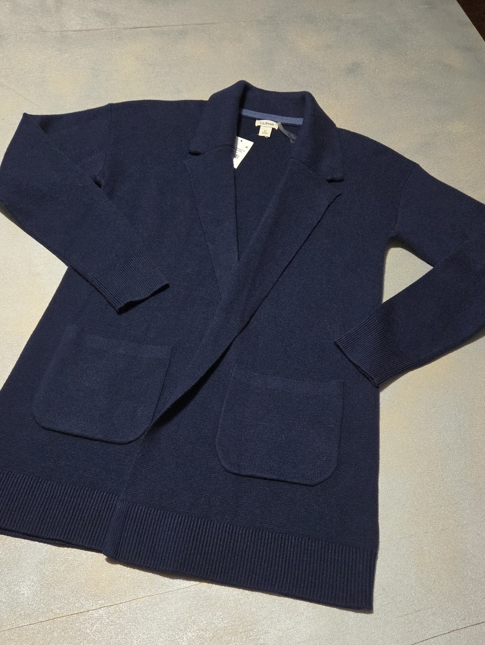 L.L. Bean Women's Navy Open-Front Cardigan Cotton & Cashmere